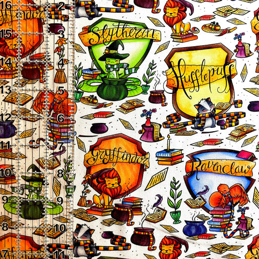 9x14 Tumbler Cut, Custom Fabric, CottonSpandex, High Quality, Mask Cut, Tumbler Fabric, TV, Movie, Show, Magic, Wizard, HP, White