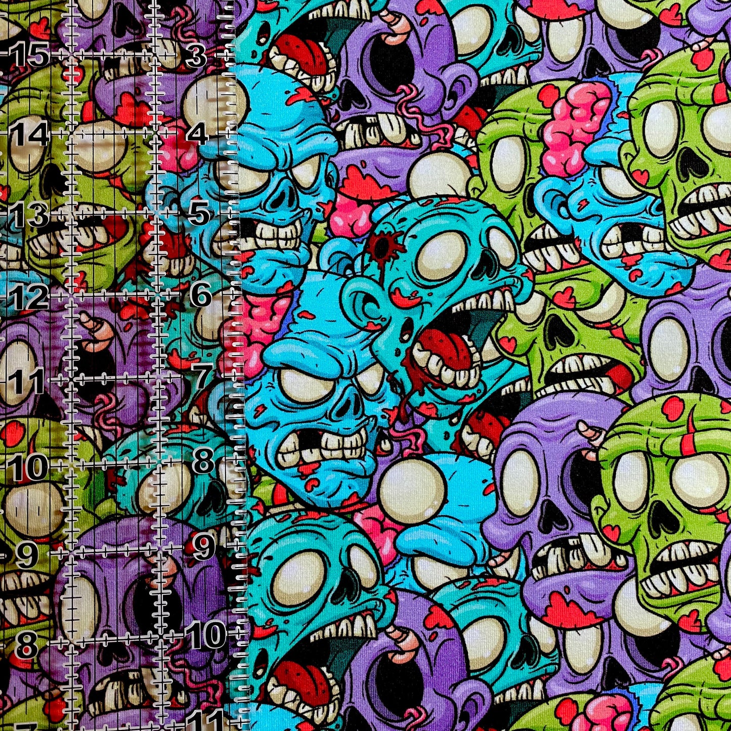 9x14 Tumbler Cut, Custom Fabric, CottonSpandex, High Quality, Mask Cut, Tumbler Fabric, Halloween, Horror, Zombies, Brains, Killer