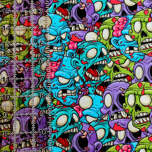 9x14 Tumbler Cut, Custom Fabric, CottonSpandex, High Quality, Mask Cut, Tumbler Fabric, Halloween, Horror, Zombies, Brains, Killer