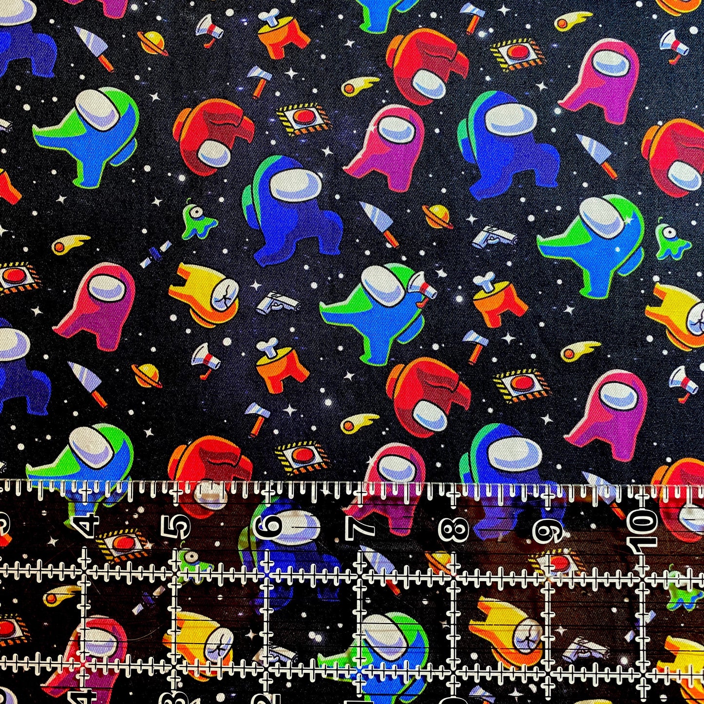 9x14 Tumbler Cut, Custom Fabric, CW Cotton Woven, High Quality, Mask Cut, Tumbler, Kids, Gamer, Video Games, Space, Black
