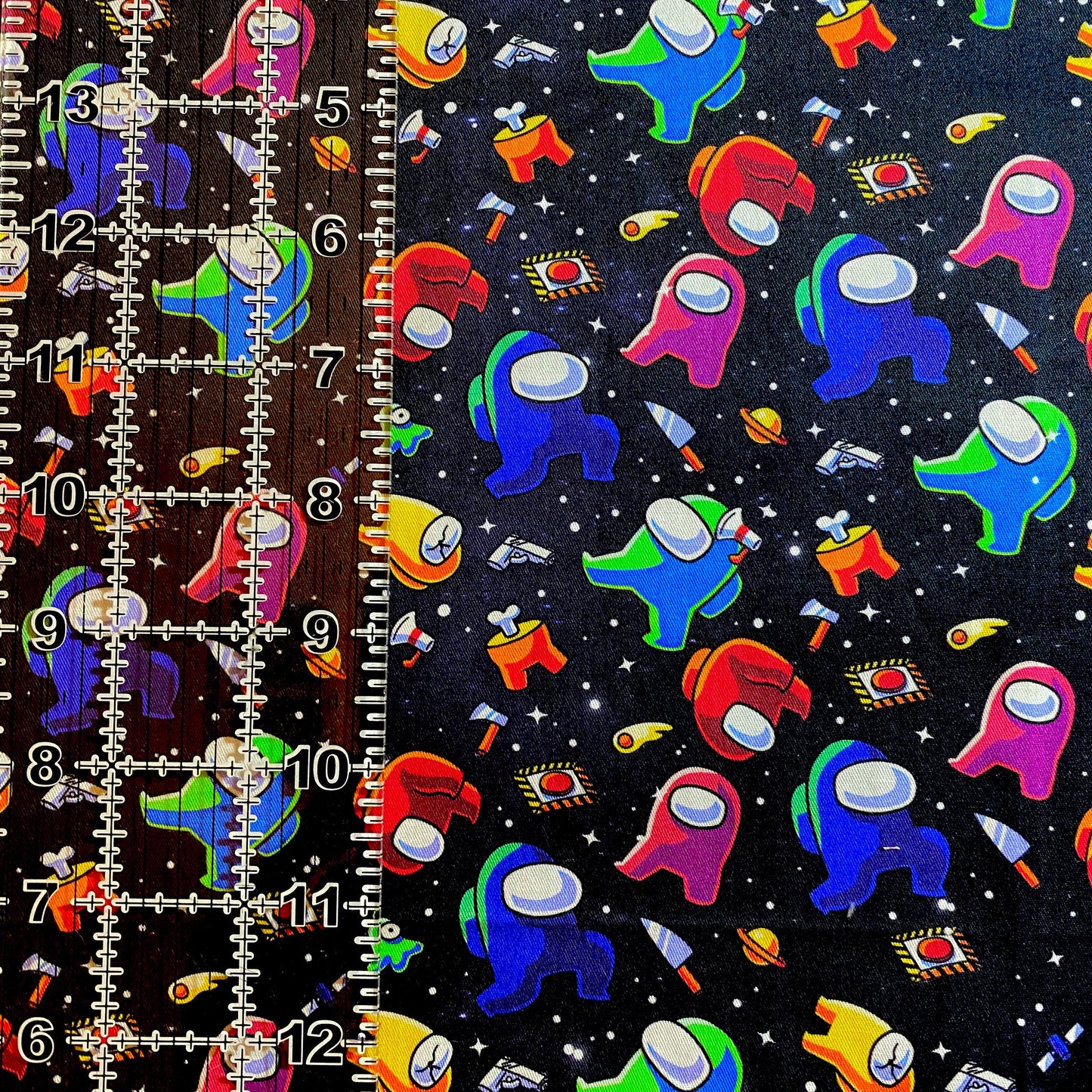 9x14 Tumbler Cut, Custom Fabric, CW Cotton Woven, High Quality, Mask Cut, Tumbler, Kids, Gamer, Video Games, Space, Black