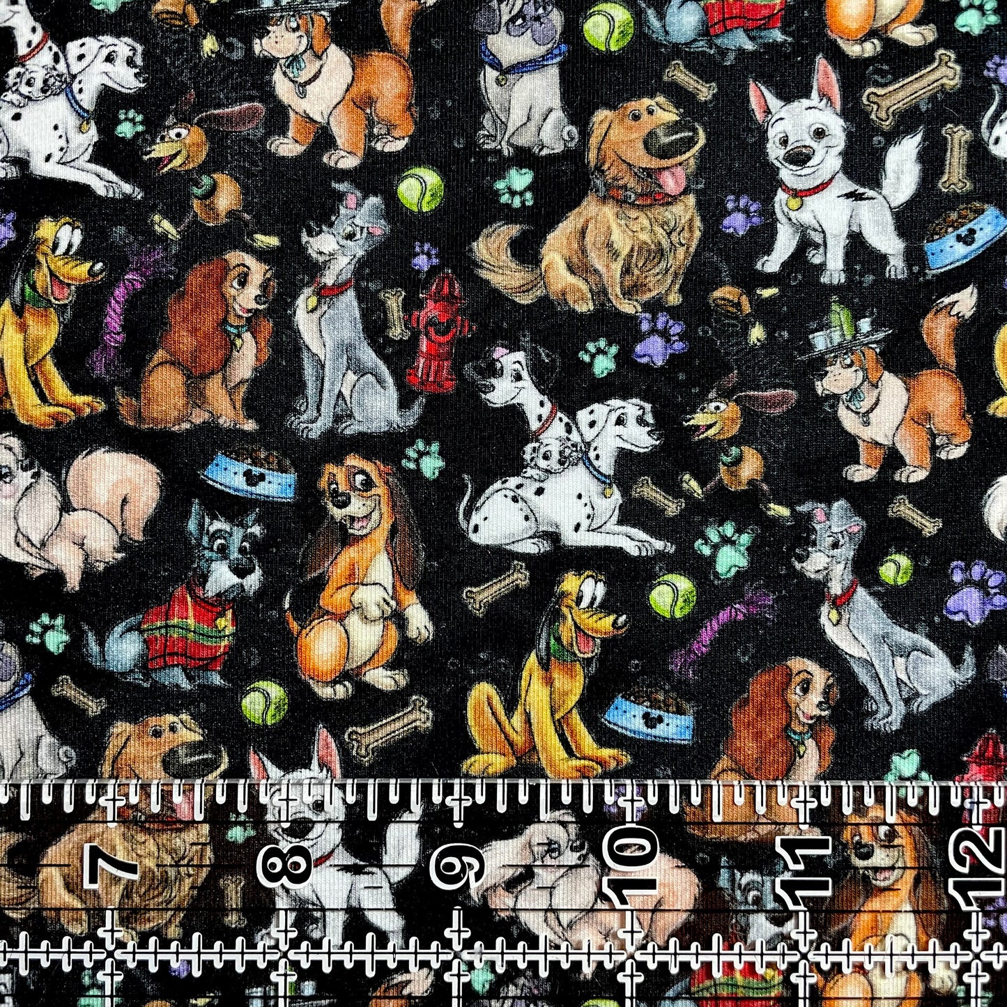 9x14 Tumbler Cut, Custom Fabric, CottonSpandex, High Quality, Mask Cut, Tumbler Fabric, Disney, Dog, Dogs, Black, Small Scale