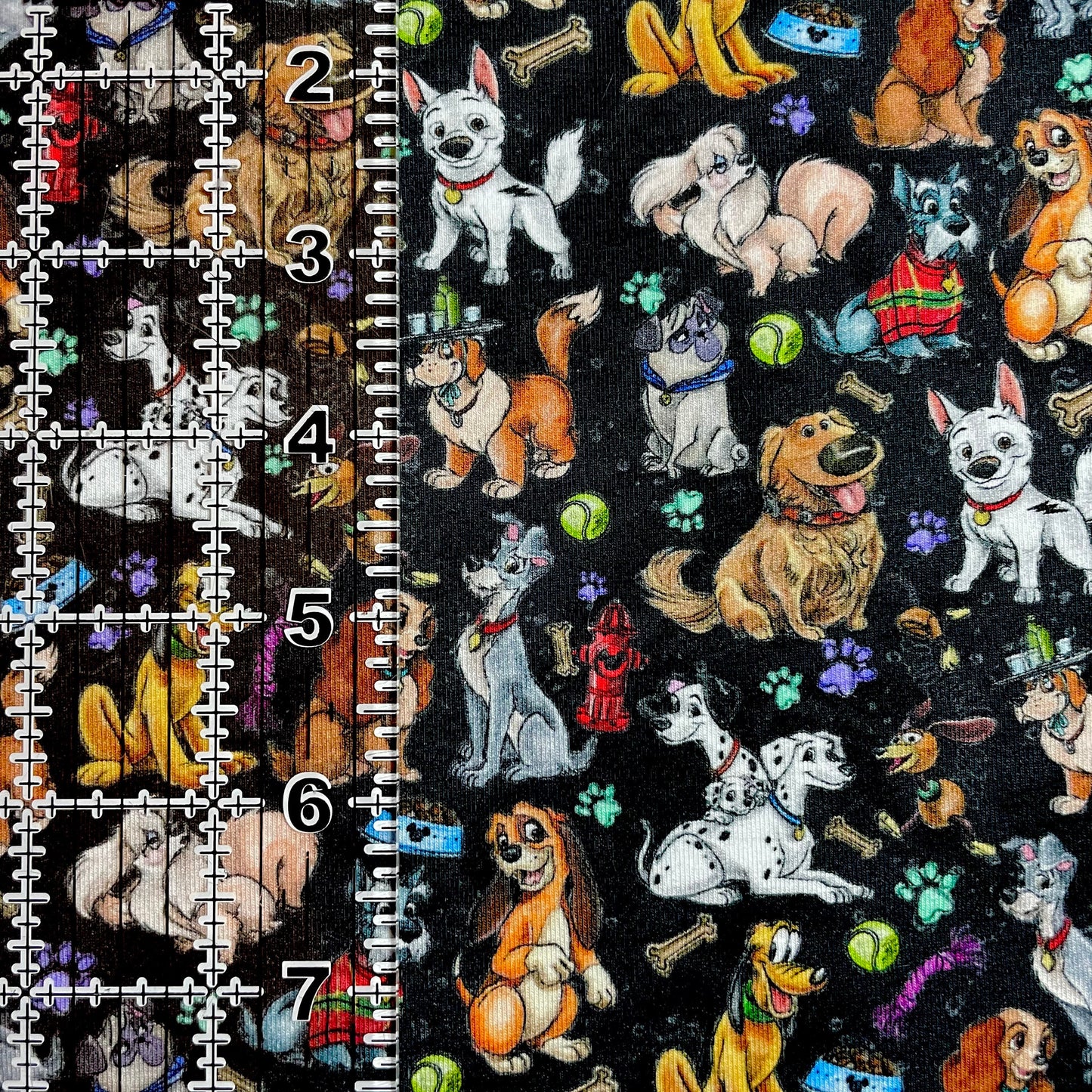 9x14 Tumbler Cut, Custom Fabric, CottonSpandex, High Quality, Mask Cut, Tumbler Fabric, Disney, Dog, Dogs, Black, Small Scale