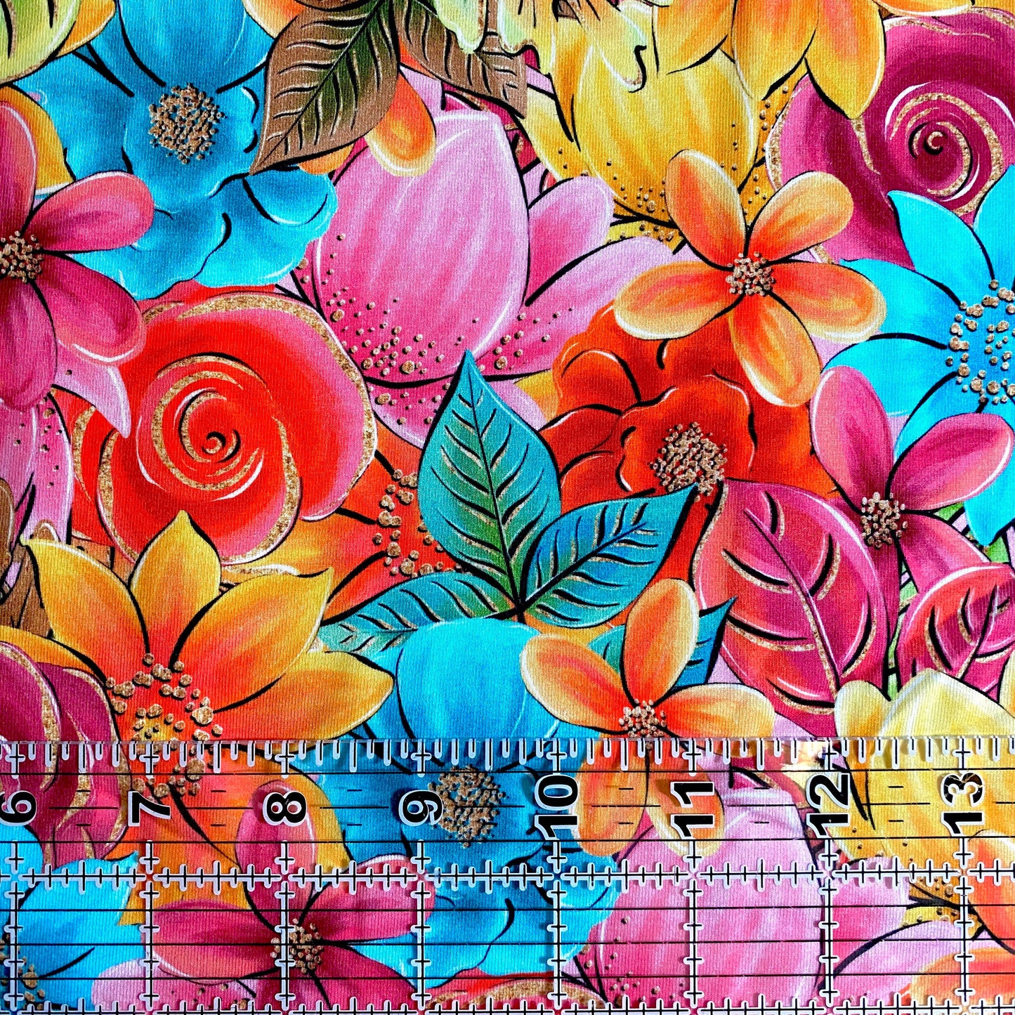 9x14 Tumbler Cut, Custom Fabric, CottonSpandex, High Quality, Mask Cut, Tumbler Fabric, Flowers, Floral, Bright, Fall, Beautiful, Girl