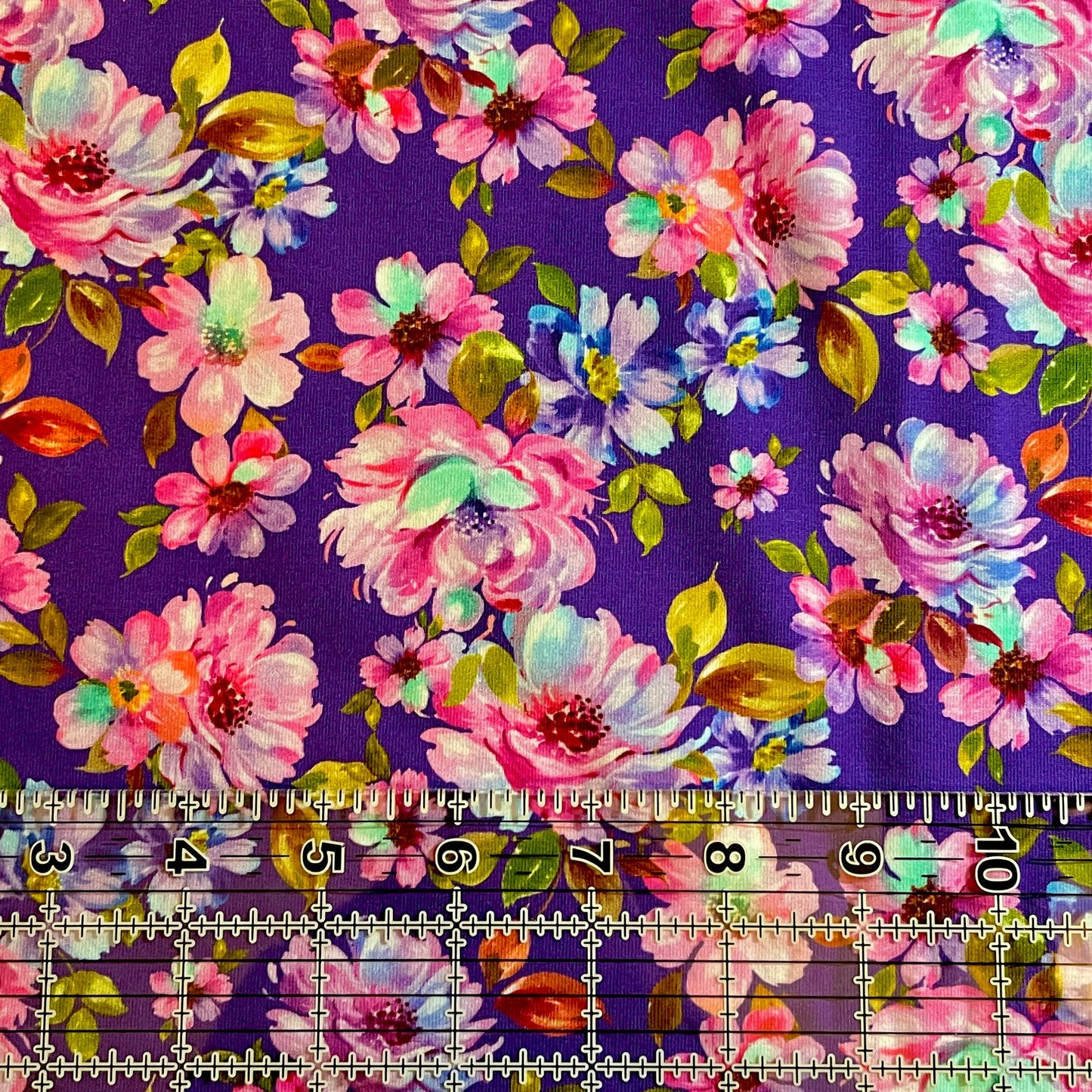 9x14 Tumbler Cut, Custom Fabric, CottonSpandex, High Quality, Mask Cut, Tumbler Fabric, Flowers, Floral, Bright, Beautiful, Girl, Purple