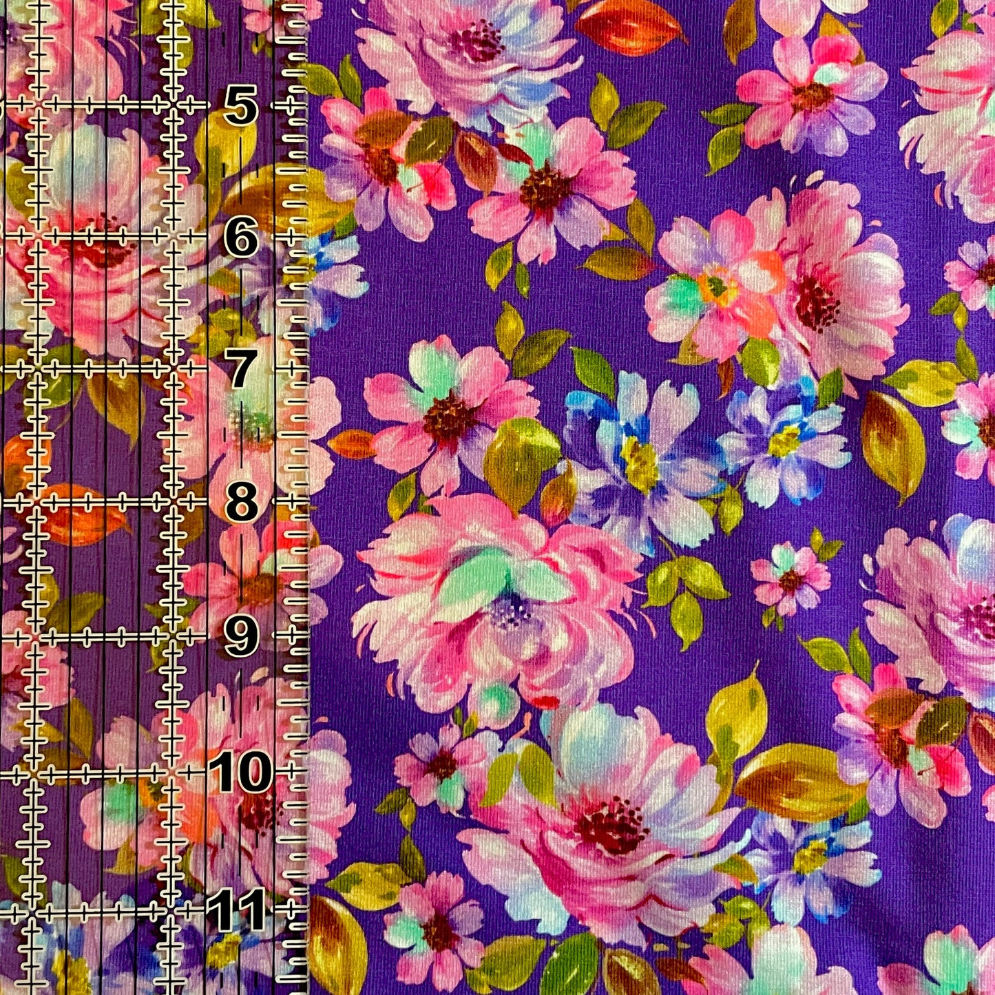 9x14 Tumbler Cut, Custom Fabric, CottonSpandex, High Quality, Mask Cut, Tumbler Fabric, Flowers, Floral, Bright, Beautiful, Girl, Purple