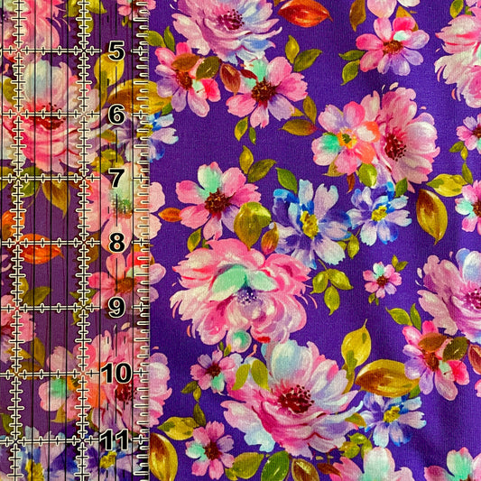9x14 Tumbler Cut, Custom Fabric, CottonSpandex, High Quality, Mask Cut, Tumbler Fabric, Flowers, Floral, Bright, Beautiful, Girl, Purple