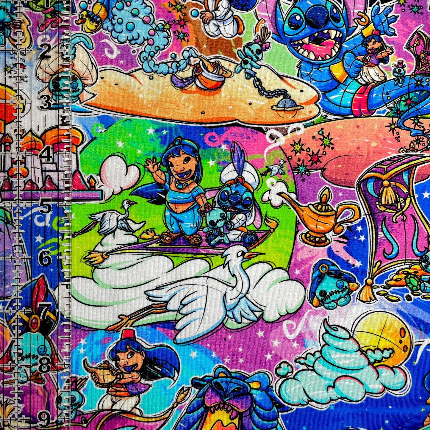 9x14 Tumbler Cut, Custom Fabric, CottonSpandex, High Quality, Mask Cut, Tumbler Fabric, Disney, Magic, Stitch, Princess, Jasmine, Genie