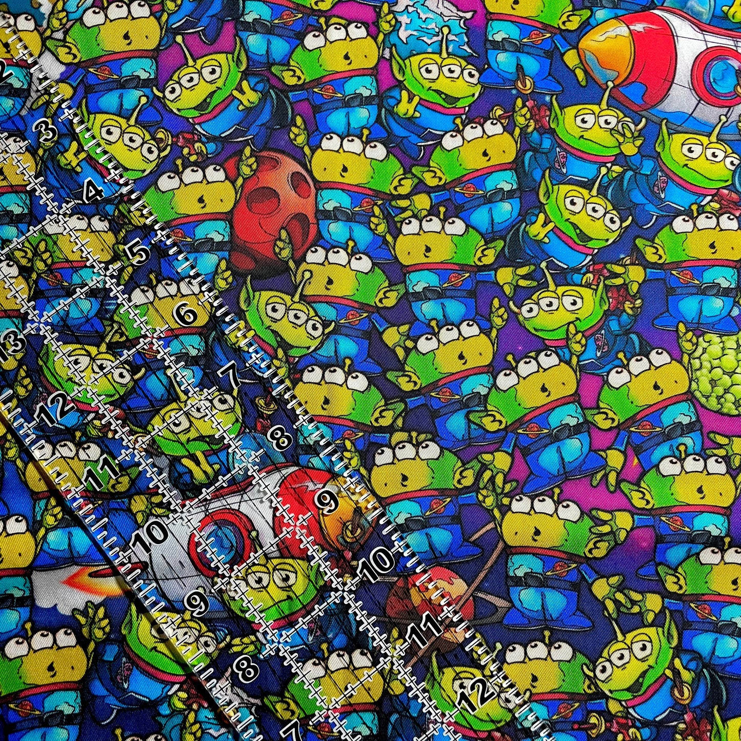 9x14 Tumbler Cut, Custom Fabric, CW Cotton Woven, High Quality, Mask Cut, Tumbler Fabric, Cartoons, Story, Movie, Toy, Toys, Martians, Alien