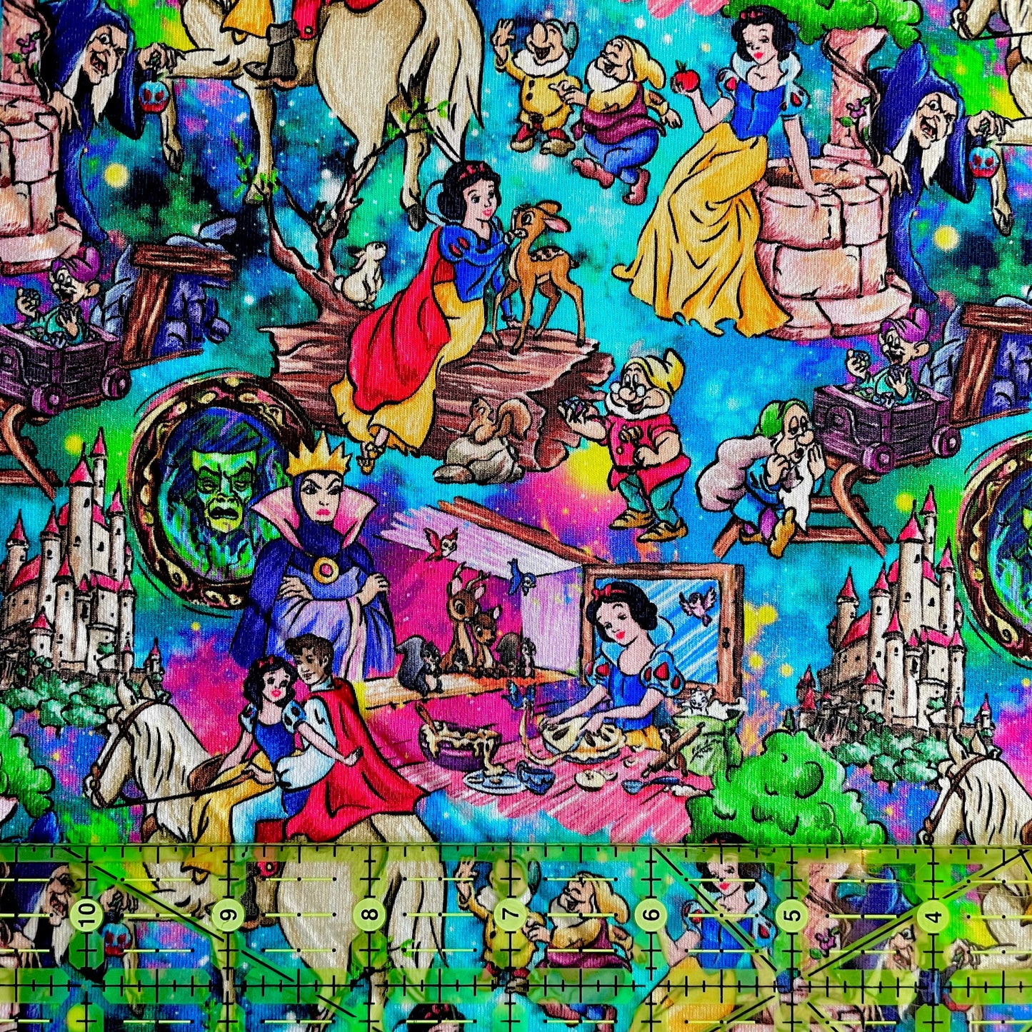 9x14 Tumbler Cut, Custom Fabric, CottonSpandex, High Quality, Mask Cut, Tumbler Fabric, Disney, Snow, Dwarf, Dwarves, White