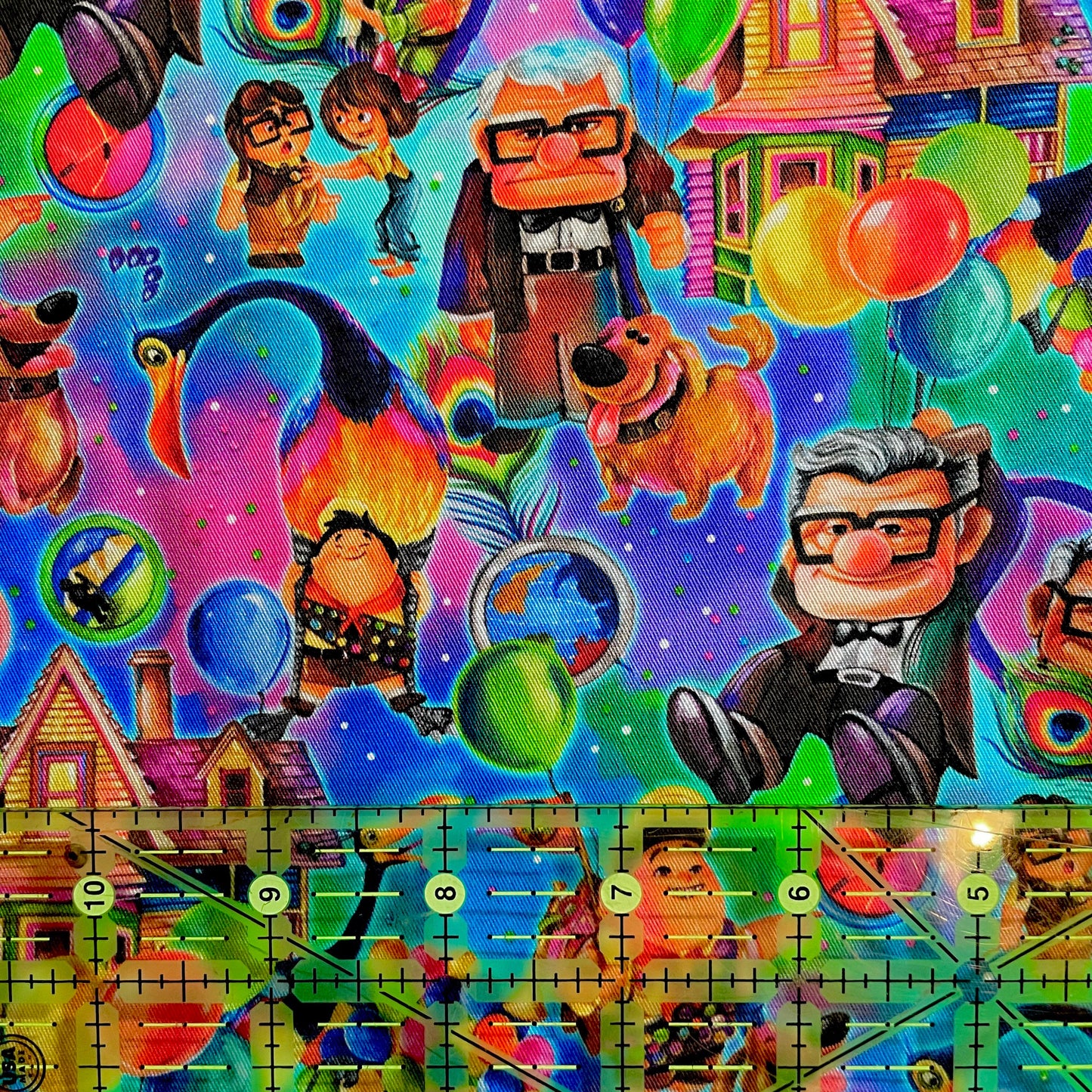 9x14 Tumbler Cut, Custom Fabric, CW Cotton Woven, High Quality, Mask Cut, Tumbler Fabric, Disney, Adventure Seeker, Up, Balloons, Rainbow
