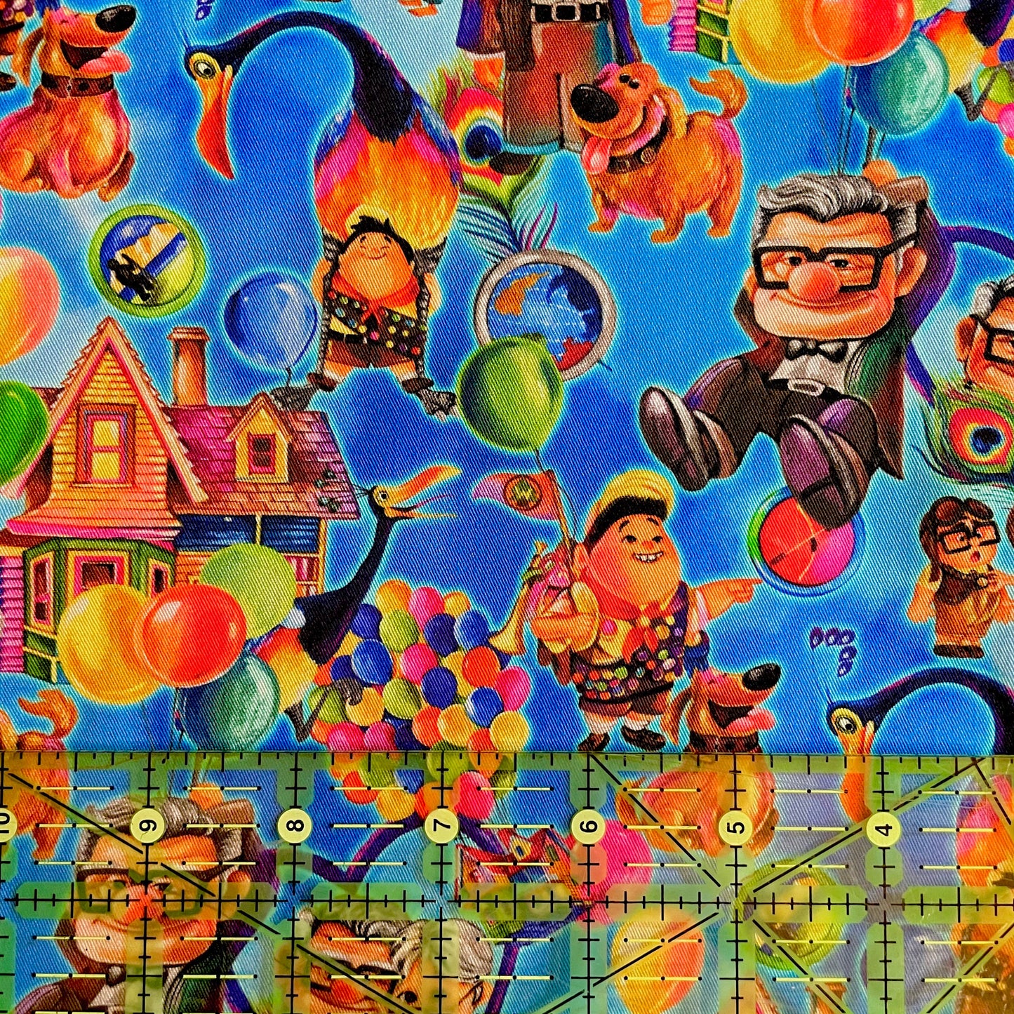9x14 Tumbler Cut, Custom Fabric, CW Cotton Woven, High Quality, Mask Cut, Tumbler Fabric, Disney, Adventure Seeker, Up, Balloons, Blue