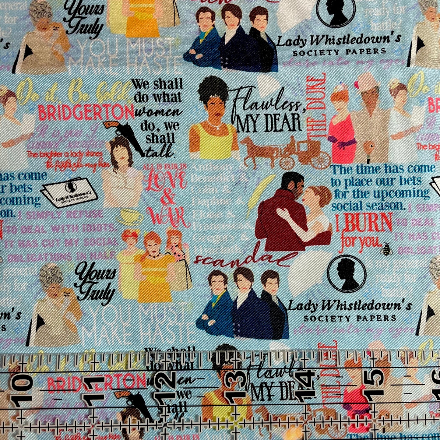 9x14 Tumbler Cut, Custom Fabric, CW Cotton Woven, High Quality, Mask Cut, Tumbler Fabric, TV, New, Lady, Duke, Burn for You, Lt Blue, Small