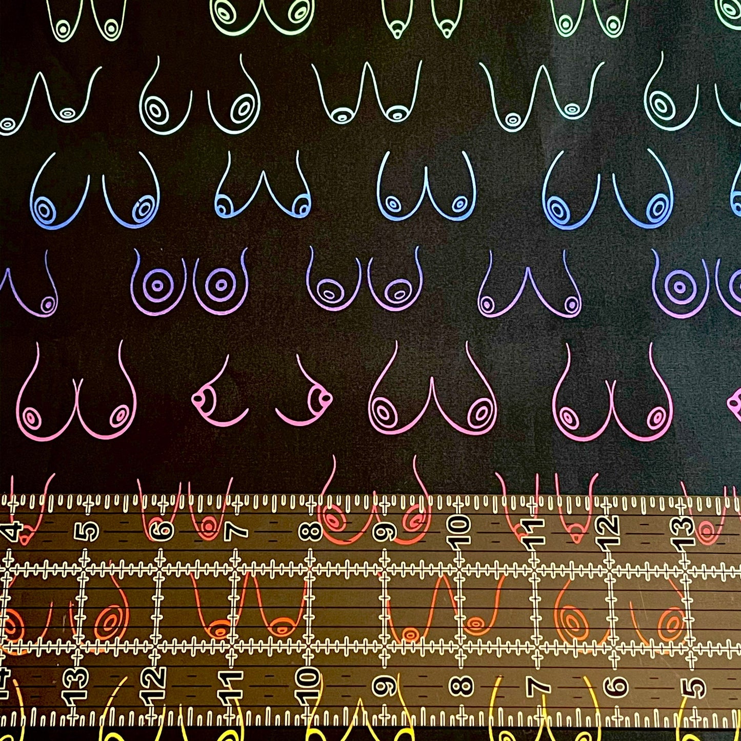 9x14 Tumbler Cut, Custom Fabric, CW Cotton Woven, High Quality, Mask Cut, Tumbler Fabric, Adult Humor, Ombré Boobs, Breasts, Pride, Tits