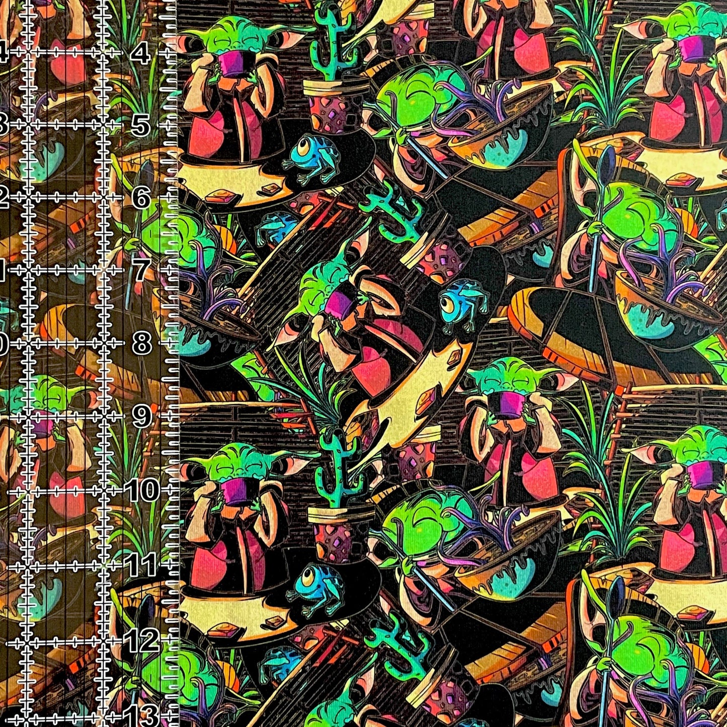 9x14 Tumbler Cut, Custom Fabric, CottonSpandex, High Quality, Mask Cut, Tumbler Fabric, Child, Yoda, Wars, Star, Coffee n Noodles, Vibrant