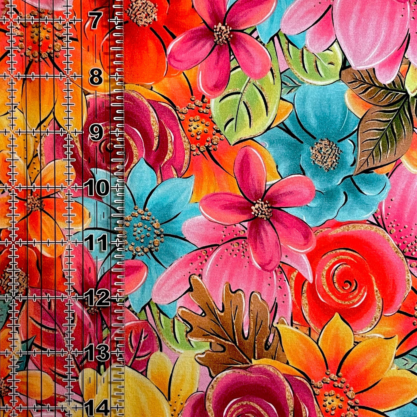 9x14 Tumbler Cut, Custom Fabric, CottonSpandex, High Quality, Mask Cut, Tumbler Fabric, Flowers, Floral, Bright, Fall, Beautiful, Girl