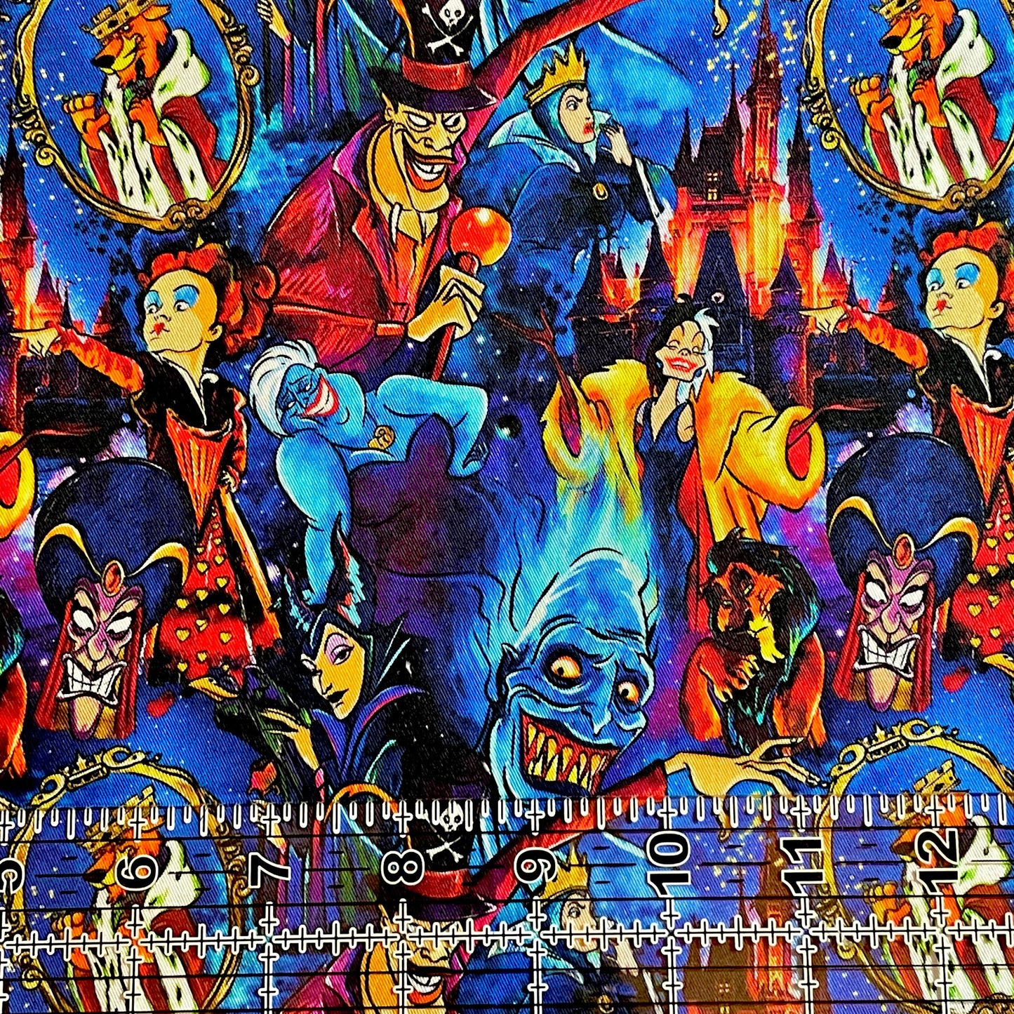 9x14 Tumbler Cut, Custom Fabric, CW Cotton Woven, High Quality, Mask Cut, Tumbler Fabric, Halloween, Disney, Evil Mash, Villain, Wicked