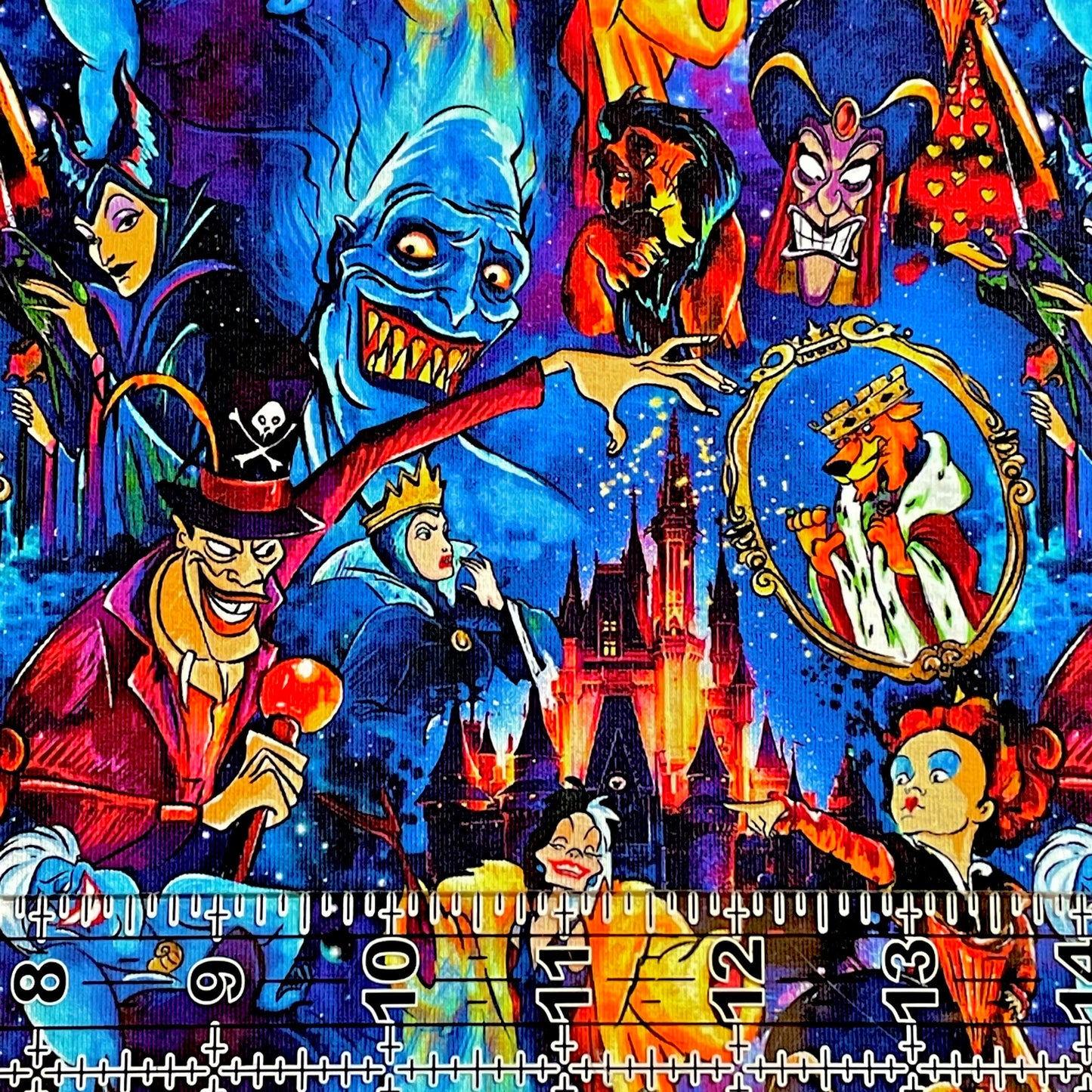 9x14 Tumbler Cut, Custom Fabric, CottonSpandex, High Quality, Mask Cut, Tumbler Fabric, Halloween, Villains, Bad Guys, Evil, Blue, Monster