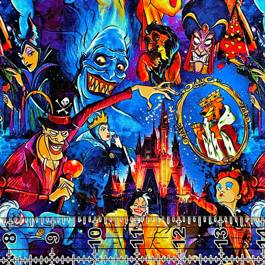 9x14 Tumbler Cut, Custom Fabric, CottonSpandex, High Quality, Mask Cut, Tumbler Fabric, Halloween, Villains, Bad Guys, Evil, Blue, Monster