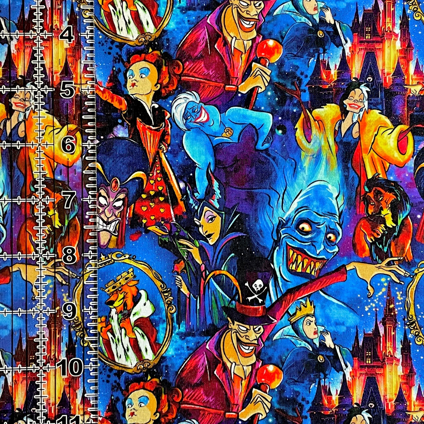 9x14 Tumbler Cut, Custom Fabric, CottonSpandex, High Quality, Mask Cut, Tumbler Fabric, Halloween, Villains, Bad Guys, Evil, Blue, Monster