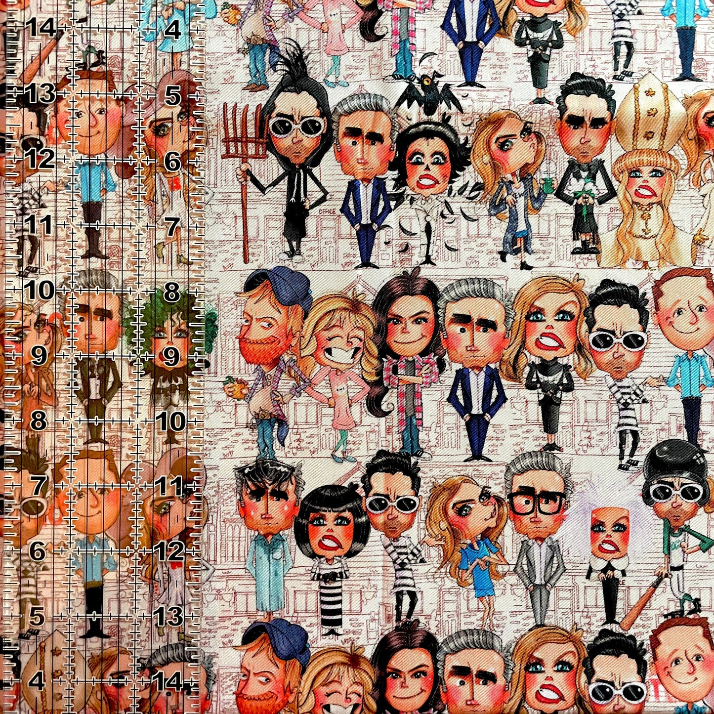 9x14 Tumbler Cut, Custom Fabric, CW Cotton Woven, High Quality, Mask Cut, Tumbler Fabric, Funny TV, Creek Characters, Sitcom, Rose, David
