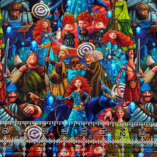 9x14 Tumbler Cut, Custom Fabric, CottonSpandex, High Quality, Mask Cut, Tumbler Fabric, Disney, Princess, Brave, Merida, Fate Lives Within