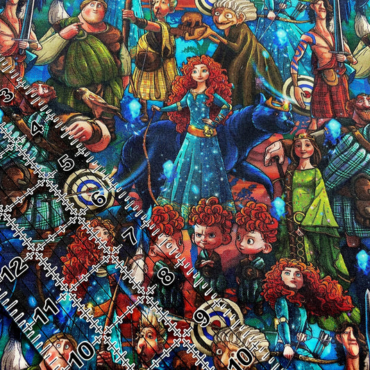 9x14 Tumbler Cut, Custom Fabric, CW Cotton Woven, High Quality, Mask Cut, Tumbler Fabric, Disney, Princess, Merida, Bears, Archery, Fate