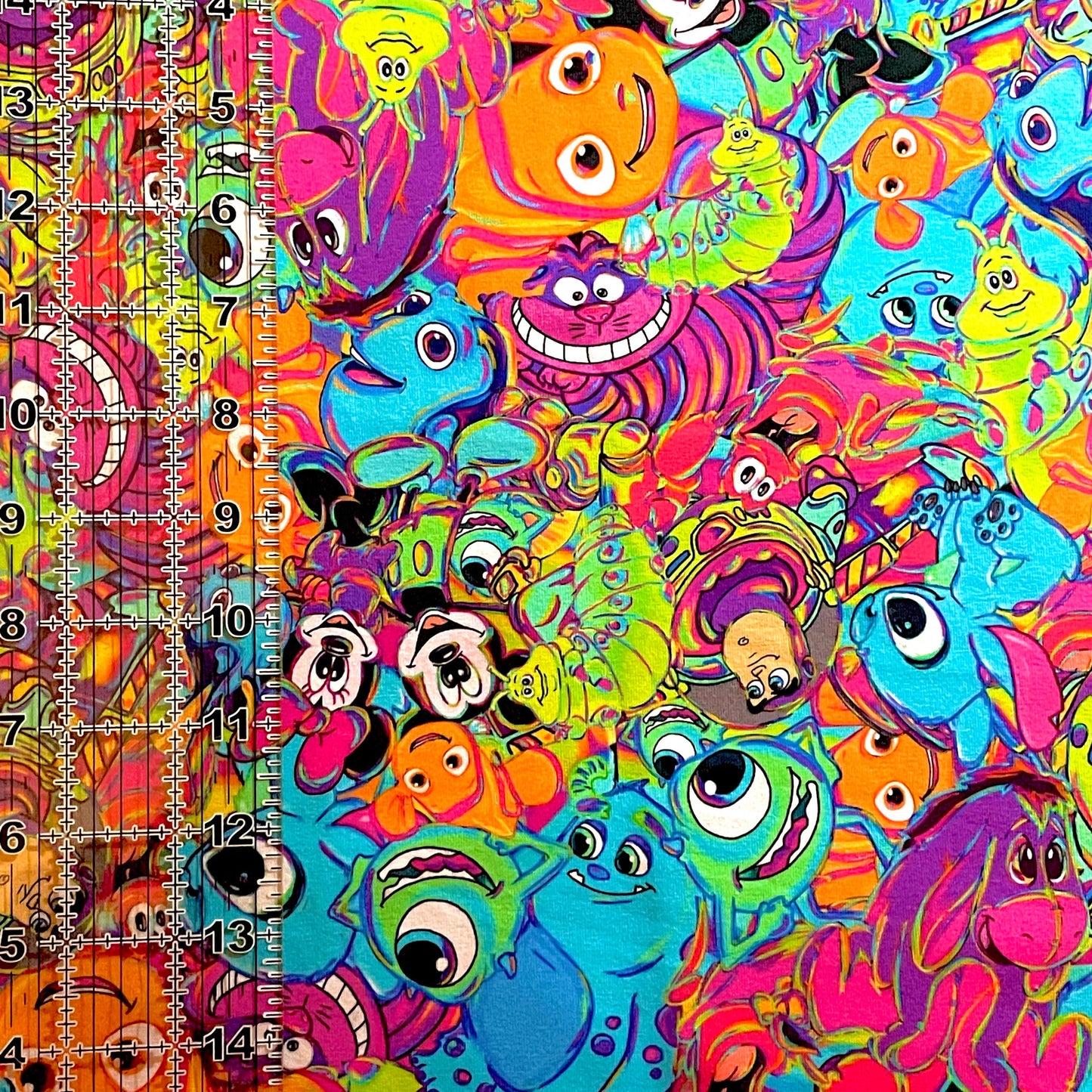 9x14 Tumbler Cut, Custom Fabric, CottonSpandex, High Quality, Mask Cut, Tumbler Fabric, Disney, Neon, Rainbow, Mickey, Minnie, Bright