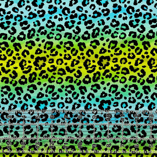 9x14 Tumbler Cut, Custom Fabric, CottonSpandex, High Quality, Mask Cut, Tumbler Fabric, Bright, Beautiful, Ombré, Cheetah, Green, Blue