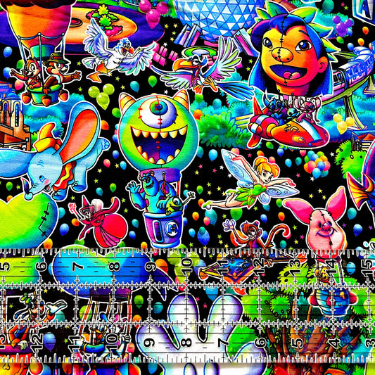9x14 Tumbler Cut, Custom Fabric, CottonSpandex, High Quality, Mask Cut, Tumbler Fabric, Disney, Best Day, Magical Hot Air Balloons, Black