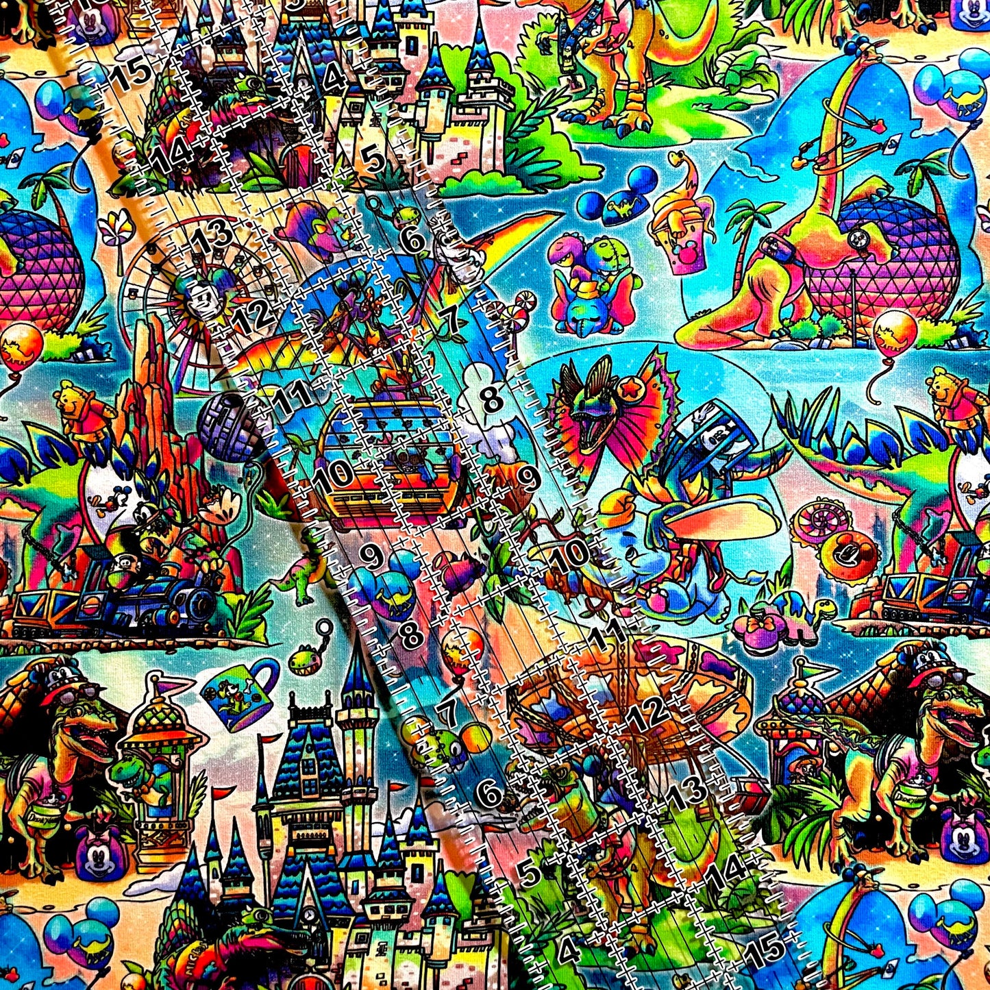 9x14 Tumbler Cut, Custom Fabric, CottonSpandex, High Quality, Mask Cut, Tumbler Fabric, Dinosaur, Disney, Jurassic, Theme Park, Magic Park