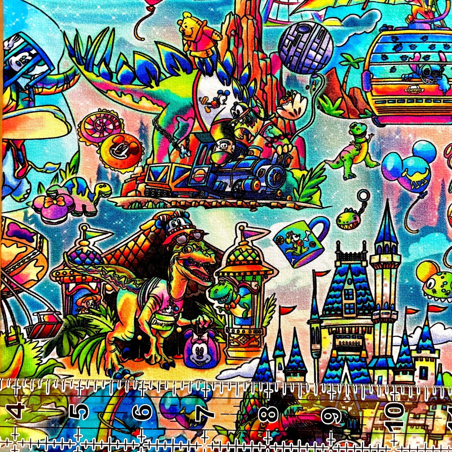 9x14 Tumbler Cut, Custom Fabric, CottonSpandex, High Quality, Mask Cut, Tumbler Fabric, Dinosaur, Disney, Jurassic, Theme Park, Magic Park