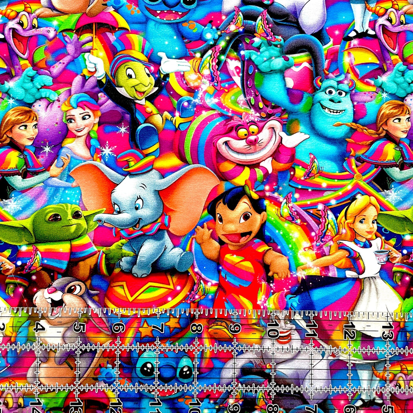 9x14 Tumbler Cut, Custom Fabric, CottonSpandex, High Quality, Mask Cut, Tumbler Fabric, Disney, Rainbow, Mickey, Minnie, Bright, Reg Scale