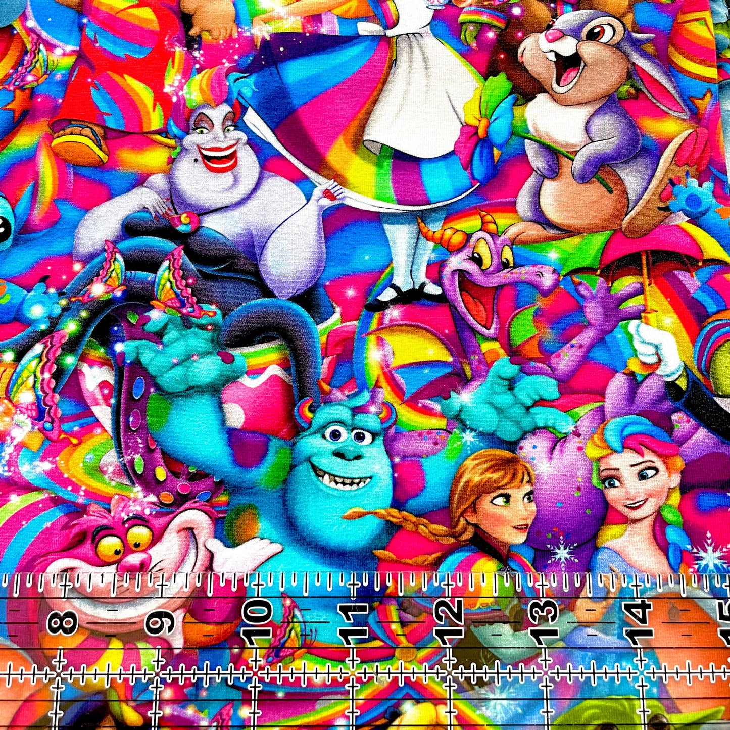9x14 Tumbler Cut, Custom Fabric, CottonSpandex, High Quality, Mask Cut, Tumbler Fabric, Disney, Rainbow, Mickey, Minnie, Bright, Reg Scale