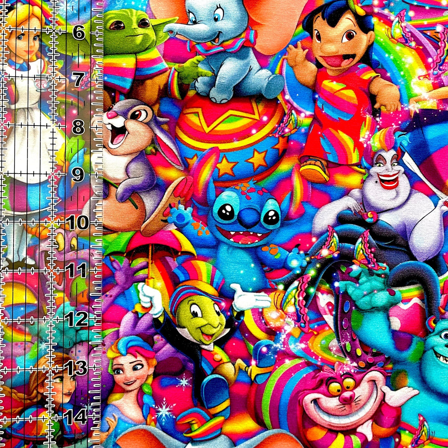 9x14 Tumbler Cut, Custom Fabric, CottonSpandex, High Quality, Mask Cut, Tumbler Fabric, Disney, Rainbow, Mickey, Minnie, Bright, Reg Scale