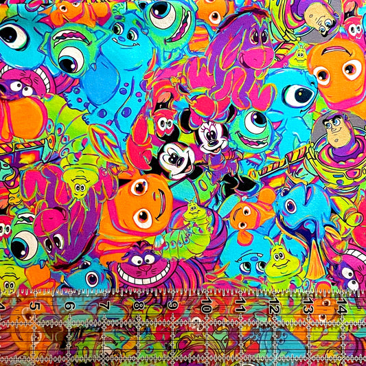 9x14 Tumbler Cut, Custom Fabric, CottonSpandex, High Quality, Mask Cut, Tumbler Fabric, Disney, Neon, Rainbow, Mickey, Minnie, Bright