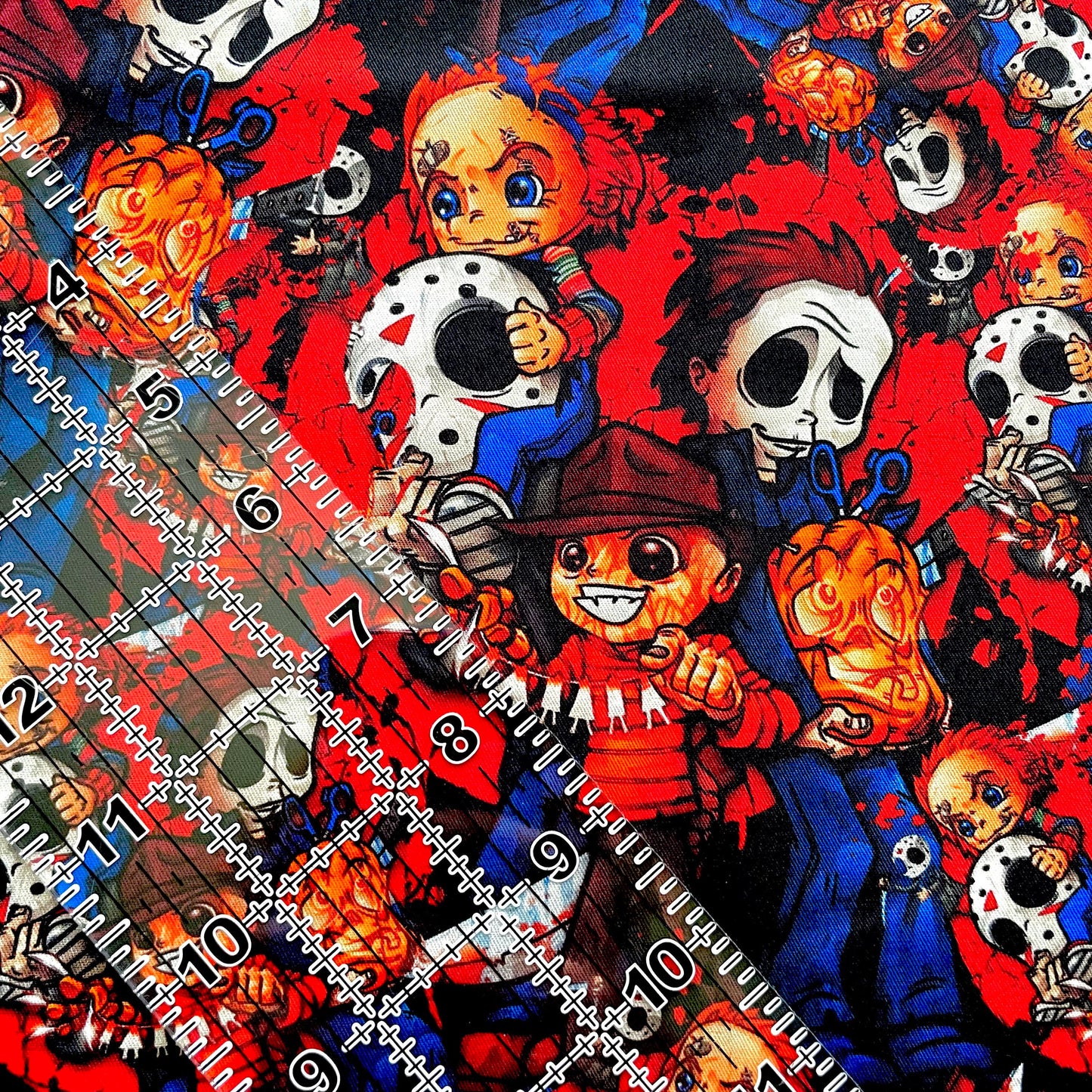 9x14 Tumbler Cut, Custom Fabric, CW Cotton Woven, High Quality, Mask Cut, Tumbler Fabric, Horror, Serial Killer, Halloween, Freddy & Friends
