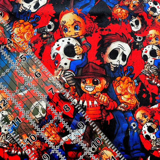 9x14 Tumbler Cut, Custom Fabric, CW Cotton Woven, High Quality, Mask Cut, Tumbler Fabric, Horror, Serial Killer, Halloween, Freddy & Friends