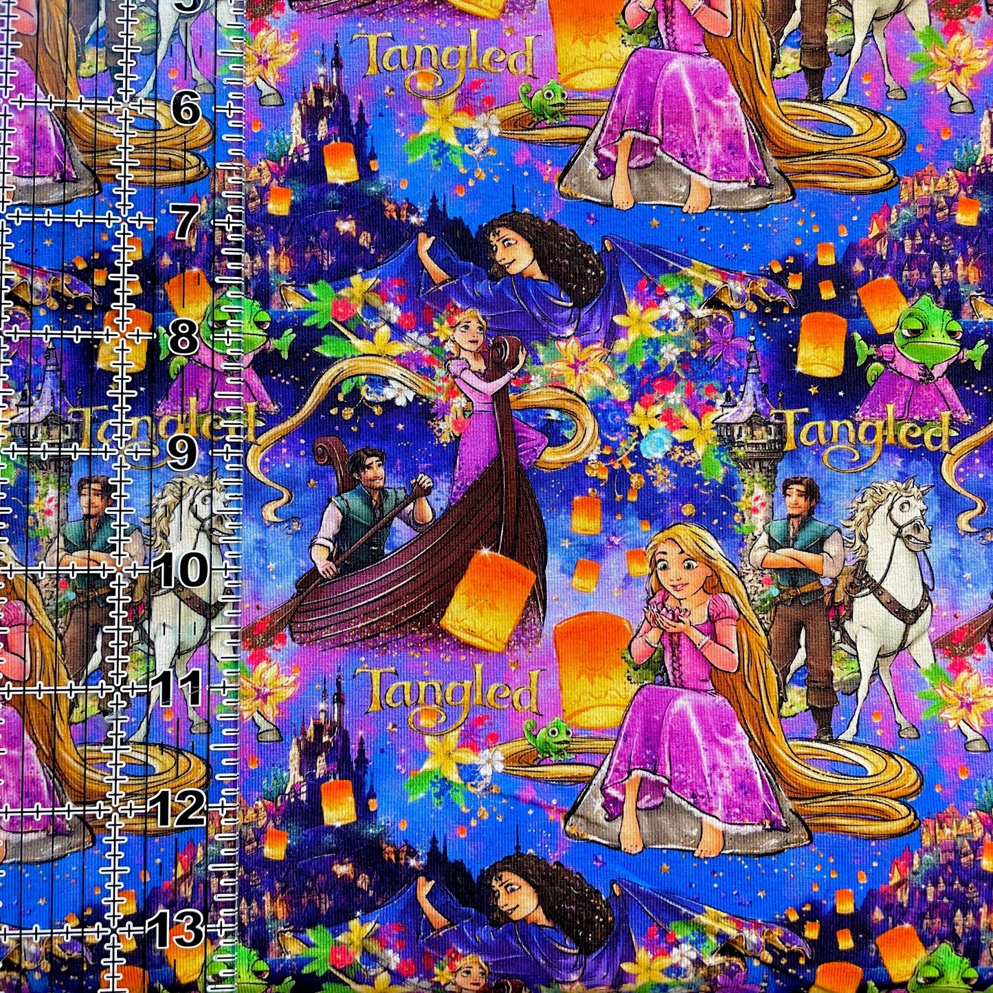 9x14 Tumbler Cut, Custom Fabric, CottonSpandex, High Quality, Mask Cut, Tumbler Fabric, Disney, Cartoons, Princess, Rapunzel, Tangled Layers