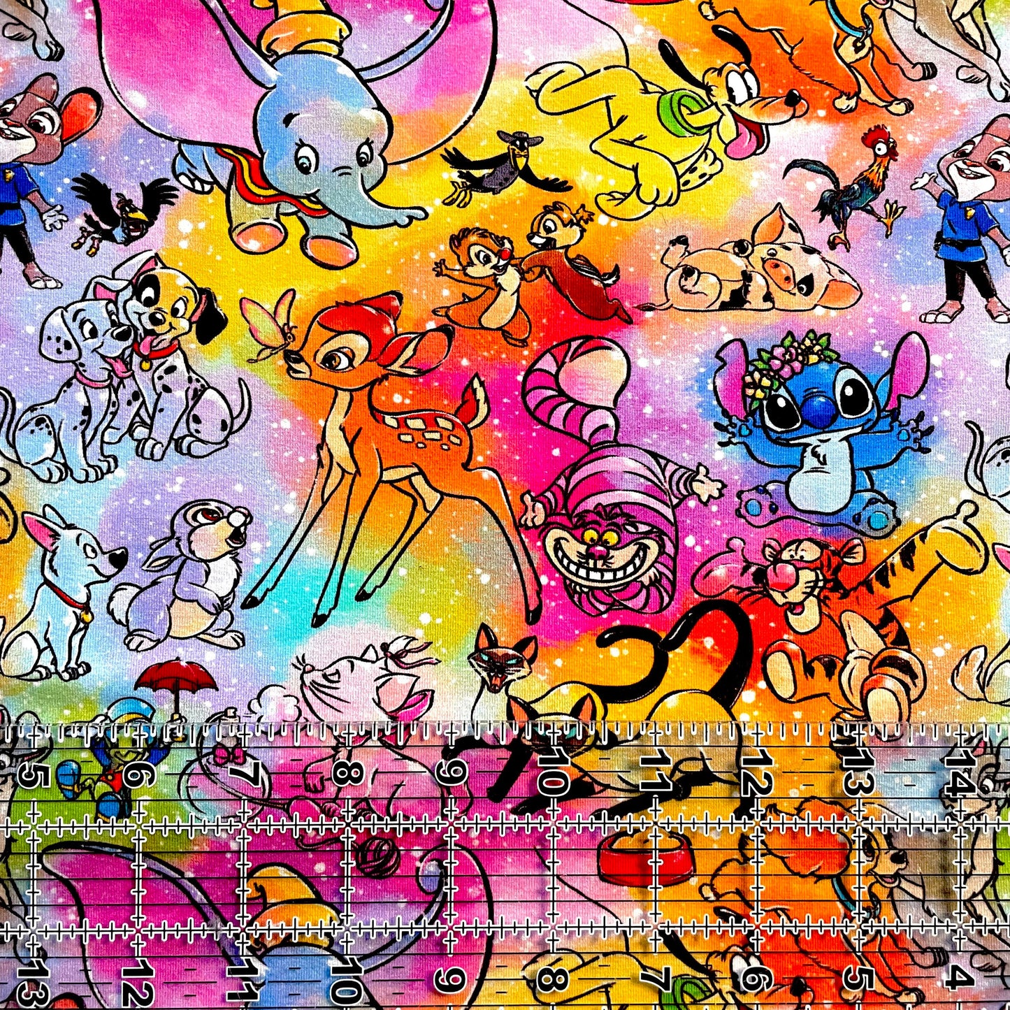 9x14 Tumbler Cut, Custom Fabric, CottonSpandex, High Quality, Mask Cut, Tumbler Fabric, Disney Mashup, Vibrant, Watercolor Friends
