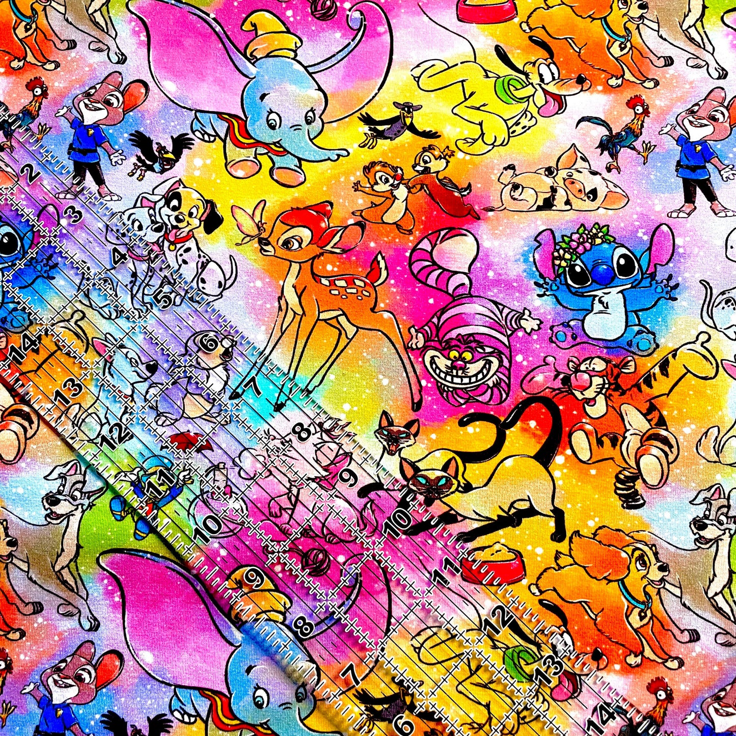 9x14 Tumbler Cut, Custom Fabric, CottonSpandex, High Quality, Mask Cut, Tumbler Fabric, Disney Mashup, Vibrant, Watercolor Friends