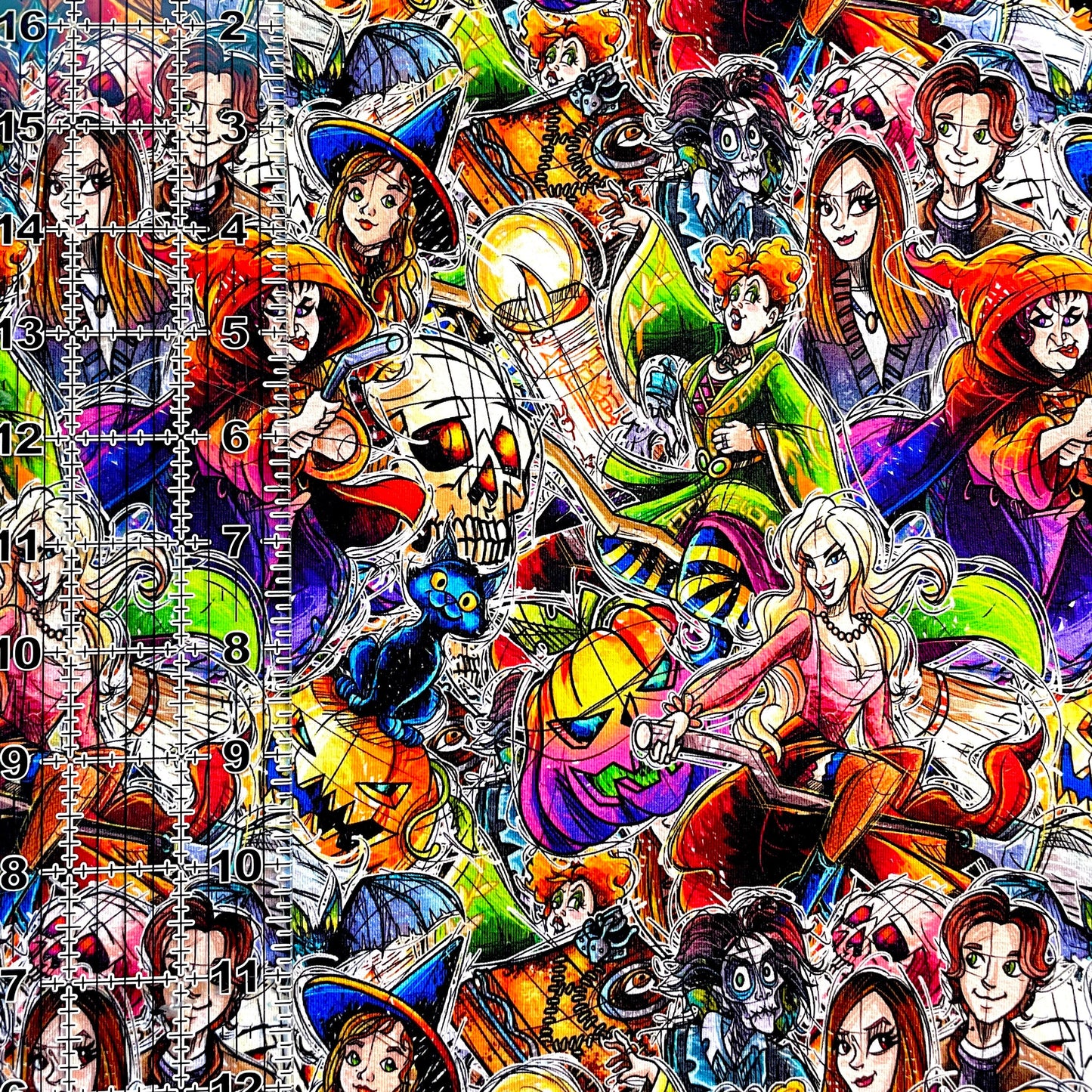 9x14 Tumbler Cut, Custom Fabric, CottonSpandex, High Quality, Mask Cut, Tumbler Fabric, Halloween, Hocus, Witches, Sisters, Pocus, Sketch