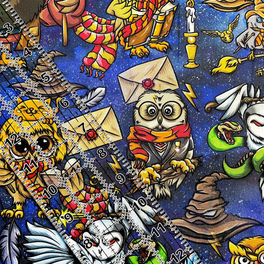 9x14 Tumbler Cut, Custom Fabric, CW Cotton Woven, High Quality, Mask Cut, Tumbler Fabric, Houses, HP, Wizard, Potter, Magic, Owls
