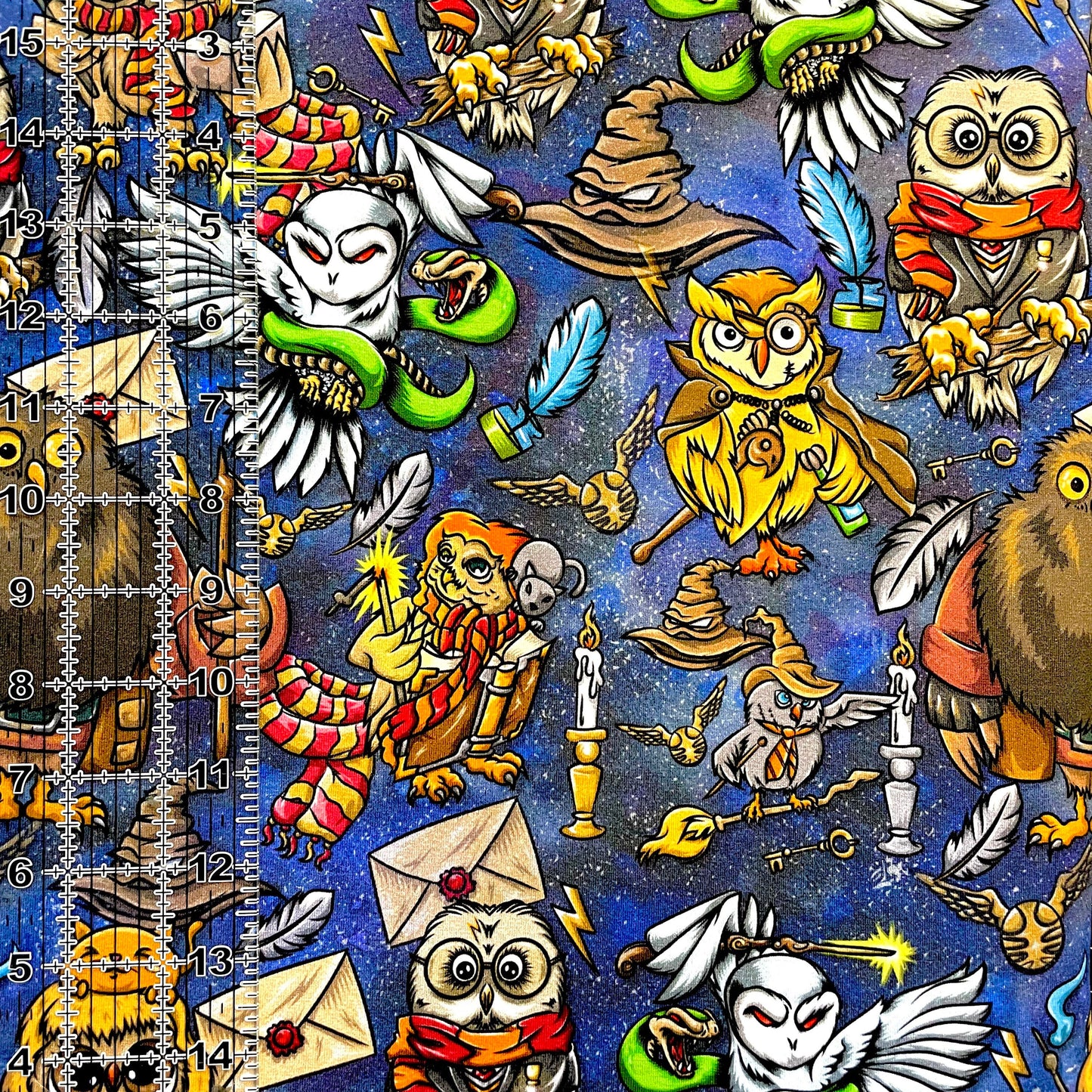 9x14 Tumbler Cut, Custom Fabric, CottonSpandex, High Quality, Mask Cut, Tumbler Fabric, TV, Movie, Show, Magic, Wizard, HP, Owls