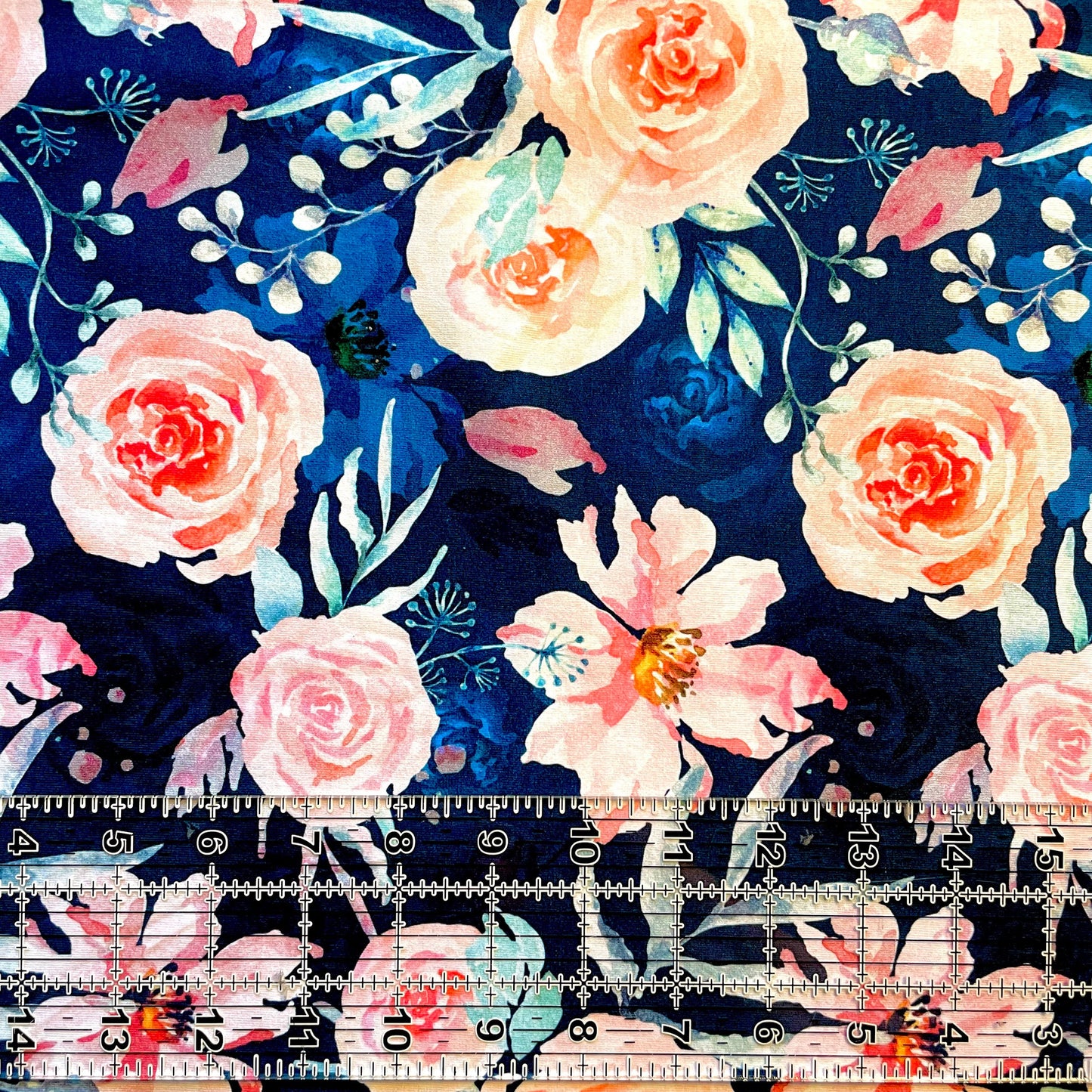 9x14 Tumbler Cut, Custom Fabric, CottonSpandex, High Quality, Mask Cut, Tumbler Fabric, Flowers, Floral, Beautiful, Girl, Lily Navy