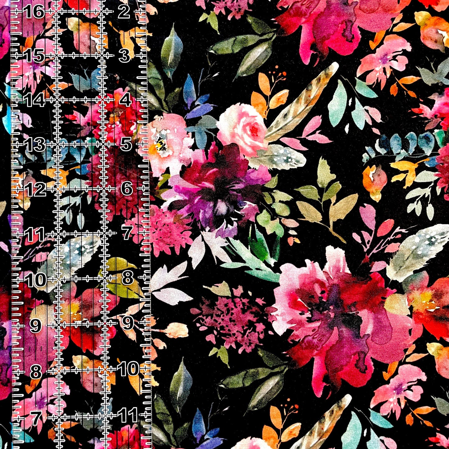 9x14 Tumbler Cut, Custom Fabric, CottonSpandex, High Quality, Mask Cut, Tumbler Fabric, Flowers, Floral, Beautiful, Girl, Lily Black