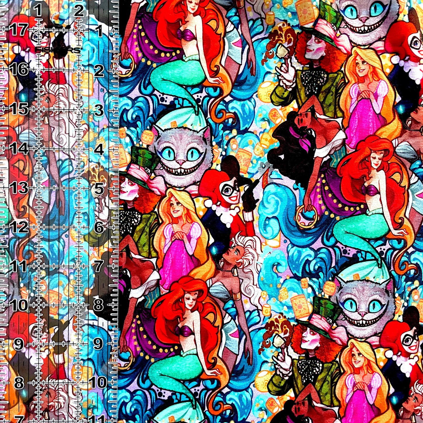 9x14 Tumbler Cut, Custom Fabric, CottonSpandex, High Quality, Mask Cut, Tumbler Fabric, Burton, Bright, Colorful, Alice and Friends