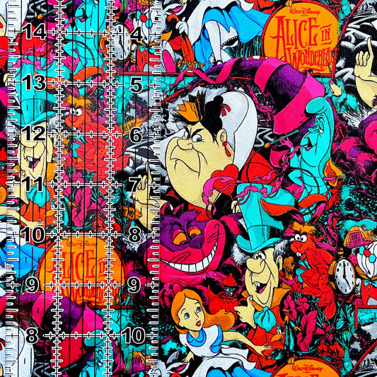 9x14 Tumbler Cut, Custom Fabric, CW Cotton Woven, High Quality, Mask Cut, Tumbler Fabric, Horror, Halloween, NBC, Alice, Wonderland, Bright