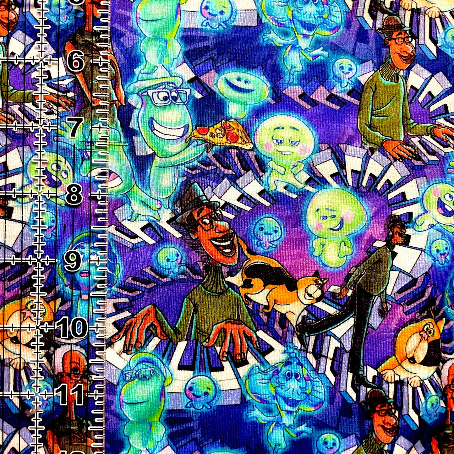9x14 Tumbler Cut, Custom Fabric, CottonSpandex, High Quality, Mask Cut, Tumbler Fabric, Disney, Cartoon, Piano, Cat, Lost in the Music