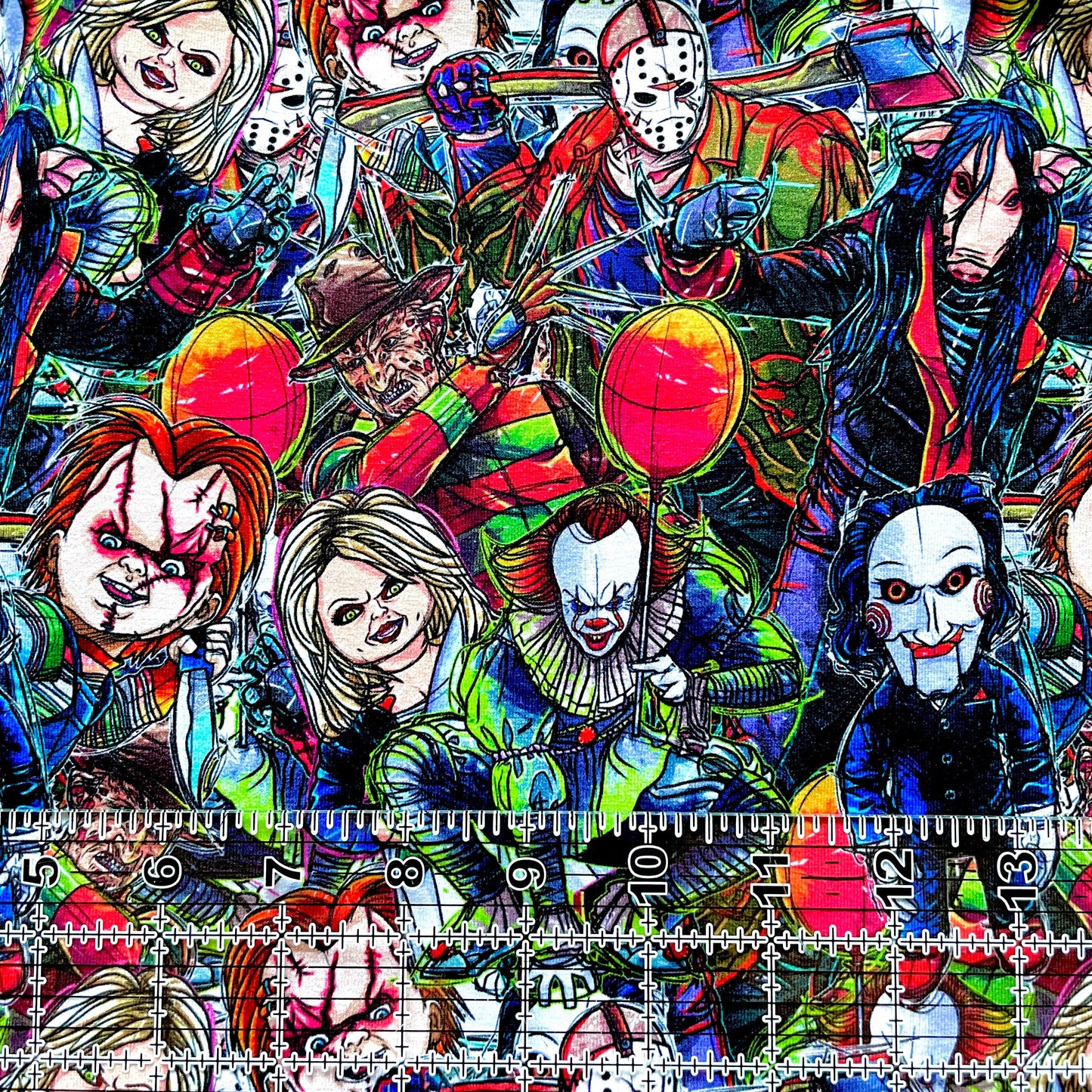 9x14 Tumbler Cut, Custom Fabric, CottonSpandex, High Quality, Mask Cut, Tumbler Fabric, Halloween, Horror, Serial Killers, Stacked